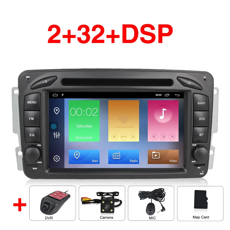 MEKEDE 2+ 32G Автомобильный мультимедийный плеер Android 9 2 Din gps Авторадио для Mercedes/Benz/CLK/W209/W203/W208/W463/Vaneo/Viano/Vito FM - Цвет: 32G DVR camera