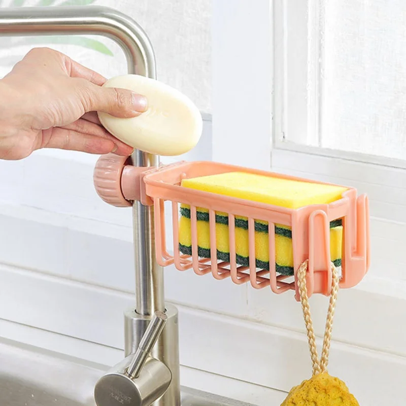 

Kitchen Small Object Storage Rack Punch Faucet Drain Rack Sponge Dish Cloth Finishing Rack Home Accessories