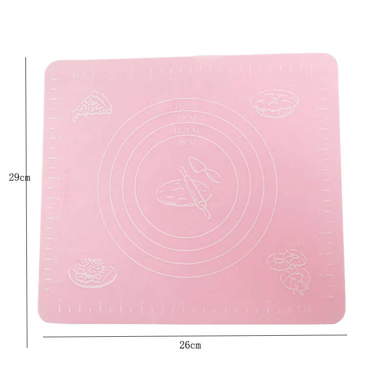Pink 26x29 Кухонный гаджет Аксессуары Силиконовый антипригарный кондитерский коврик для замеса теста со шкалой выпечки доски Инструменты для торта кухня посуда - Цвет: Pink 26x29