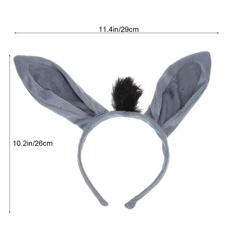 1pcs Children Headband Plush Gray Donkey Ears Shape Cute Hair Clasp for Performance