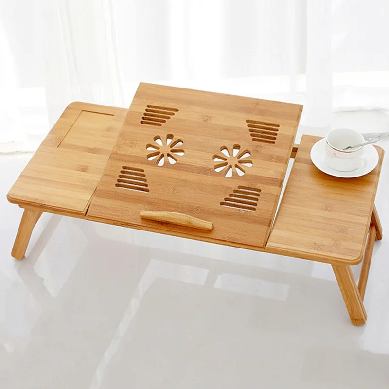  Simple Laptop Desk With Cooling Fan Folding Table Portable Reading Computer Desk Study Table Bedsid