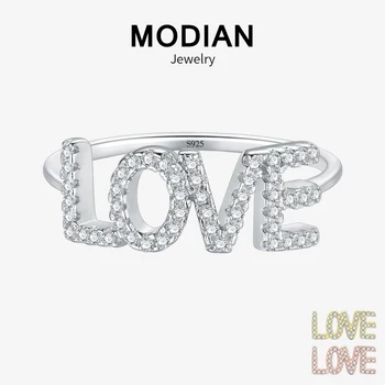 

Modian 2020 New Arrivals Classic Fashion CZ Letters Love Ring Ins Style Jewelry For Women 100% 925 Sterling Silver Finger Rings