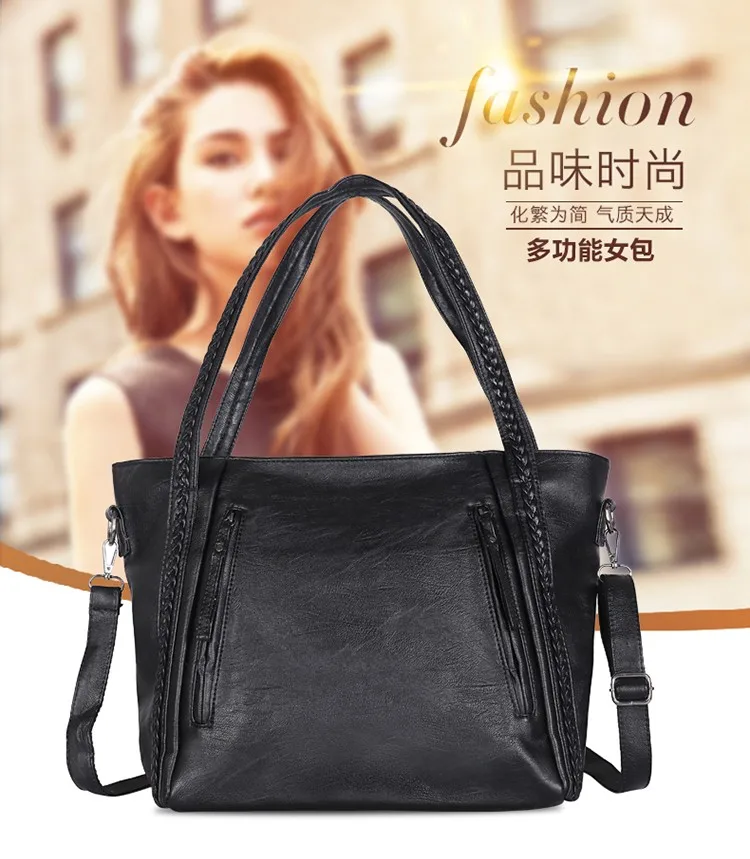 

2019 new women's handbag simple fashion messenger bag on women's shoulder high quality leather handbag