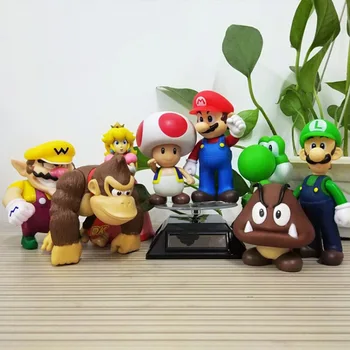 

Super Brothers Series Anime Mario Doll Luigi Valio Varuiji Toad Bowser Yoshi Peach Daisy Goomba Koopa Model PVC Figures Toys
