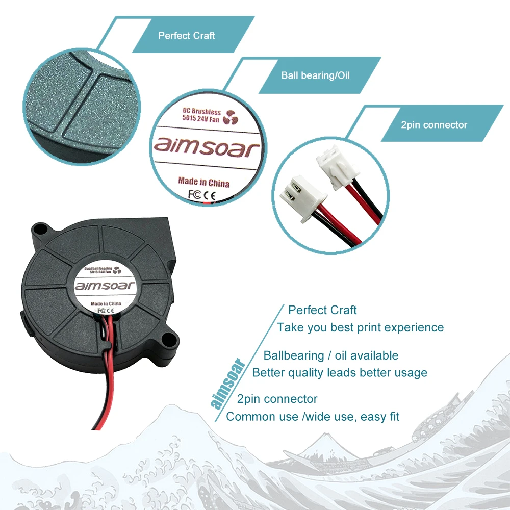 5015 Fan 12v 24v 50mm Oil Dual Ball Bearing Blower Cooler 2 Pin 3D Printer Parts For Ender 3 50*50*15mm cooling fans,3d printer parts