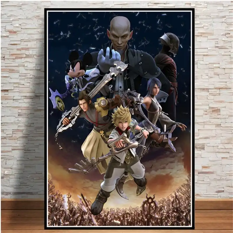 ポスターやプリントキングダムハーツビデオゲームホットアニメ漫画ウォールアートピクチャーキャンバス絵画リビングルームのホームインテリア 絵画 書道 Aliexpress