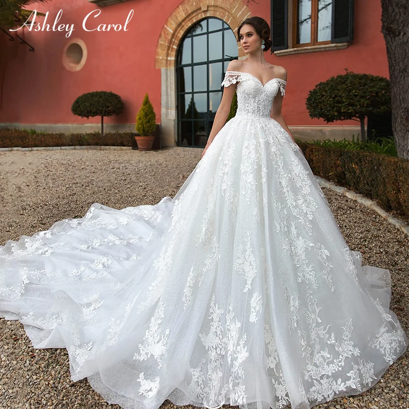 Ashley Carol пикантное романтичное кружевное бальное платье принцессы, свадебные платья, роскошные королевские Шлейфы для свадебных платьев, большие размеры