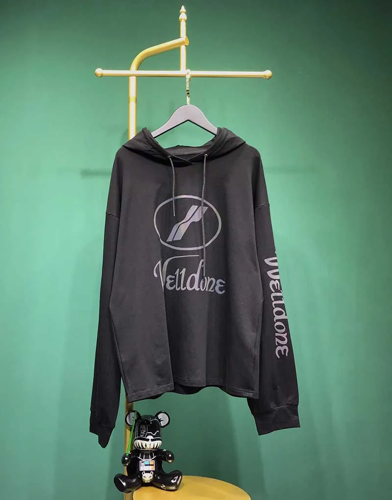 19SS We11done Модная брендовая толстовка высокое уличное свободное Для мужчин Для женщин Повседневное We11done цветной, отражающий Толстовка с длинным рукавом - Цвет: 2