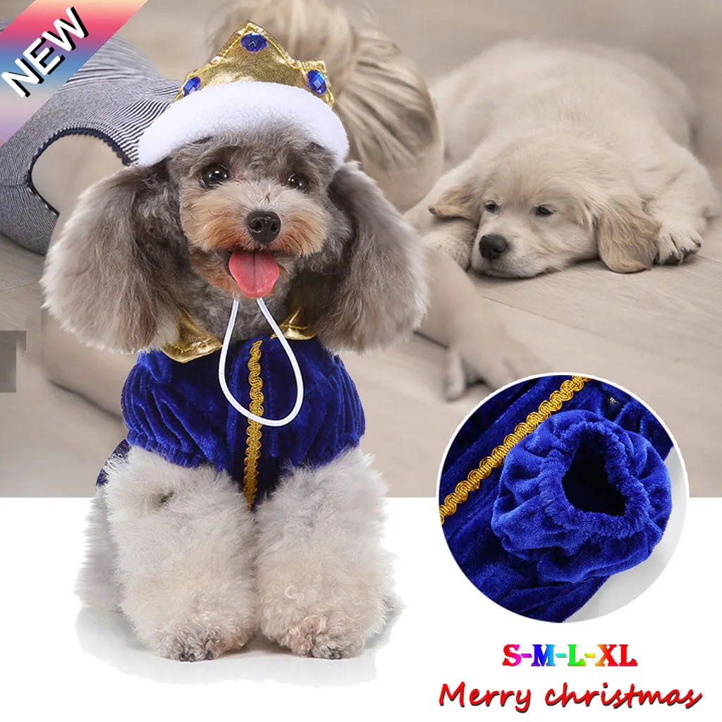 

Halloween Pet Cosplay Costume Puppy Funny Princes Outfits With Hat Dogs Clothing Coat For Halloween Party Dress Up Chihuahua