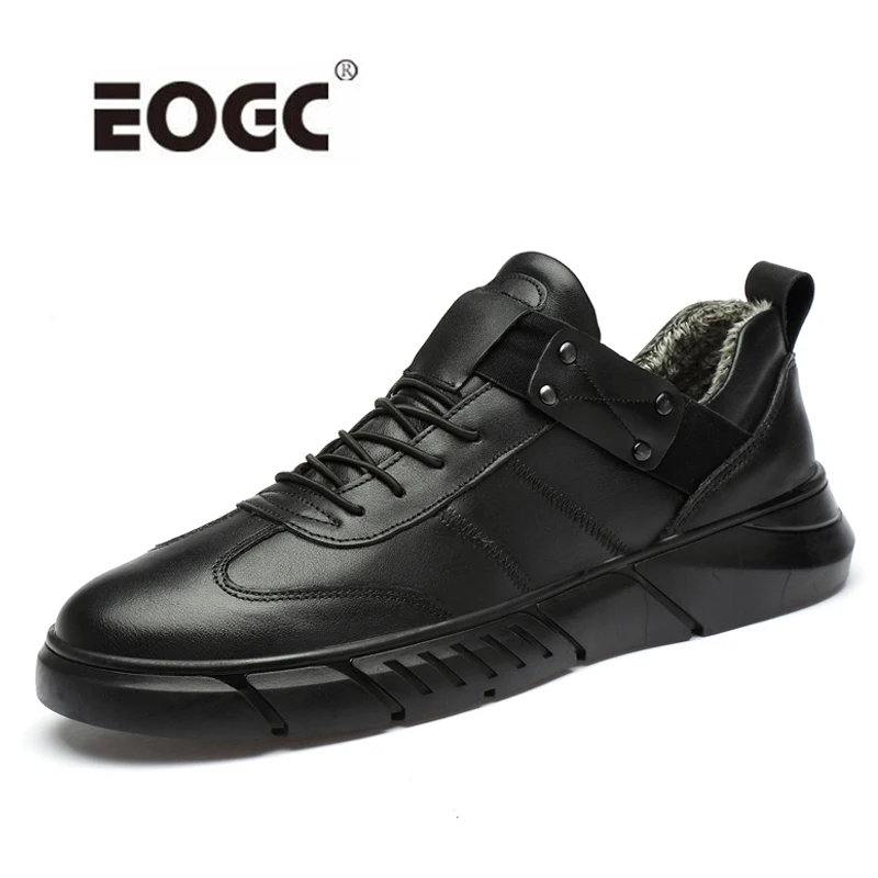 

Plus Size Lace Up Men Shoes Sneakers Quality Natural Leather Casual Shoes Moccasins Plush Warm Autumn Winter Shoes