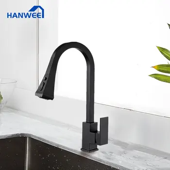 

Black Kitchen Faucets Pull Out Kitchen Tap Single Handle Single Hole Handle Swivel 360 Degree Water Mixer Tap Water Mixer