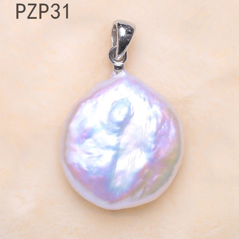 BaroqueOnly Natural Pearl Slide Pendant Different Shape Freshwater buttons Pearls 925 Silver Sterling flat pendant gifts pendant necklace silver necklace