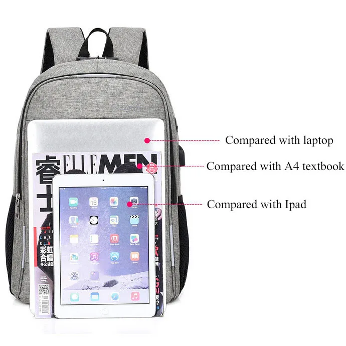 Anti Theft человек рюкзак USB заряженный ноутбук большой bagpack дорожная сумка для Для мужчин школьников мальчиков и девочек mochila hombre