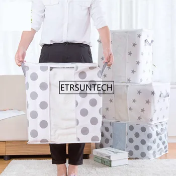 

50pcs/lot Foldable Storage Bag Clothes Blanket Quilt Closet Sweater Organizer Box Pouches Holder Bags Dot/Star Print YT0109