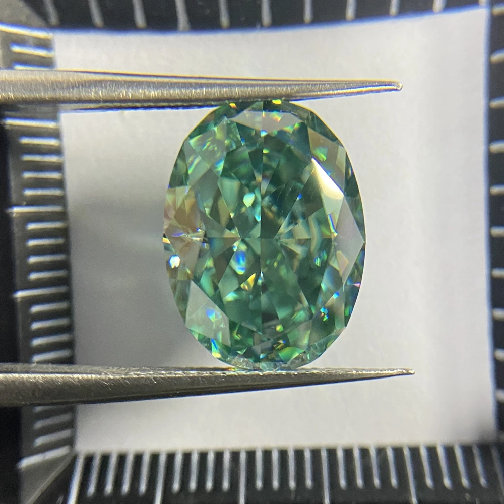 Meisidian VVS1 10x14mm 8 Karat Oval Paraiba Color Loose Gemstone Moissanite Iced Crushed Cut Diamond