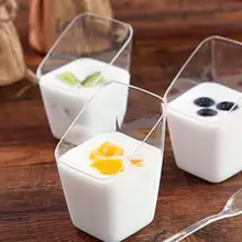 10 шт., 80 мл, одноразовые стаканчики для йогурта, мини ясный мусс, чашка для десерта, контейнеры для мороженого, чашка для желе, пудинга, без ложки