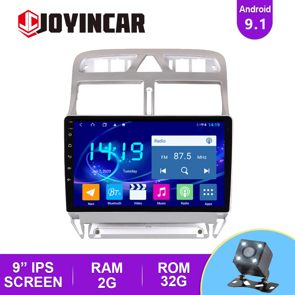 Автомобильный мультимедийный видеоплеер JOYINCAR 2 Гб + 32 ГБ 2din Android 9 1 для Peugeot 307 307CC