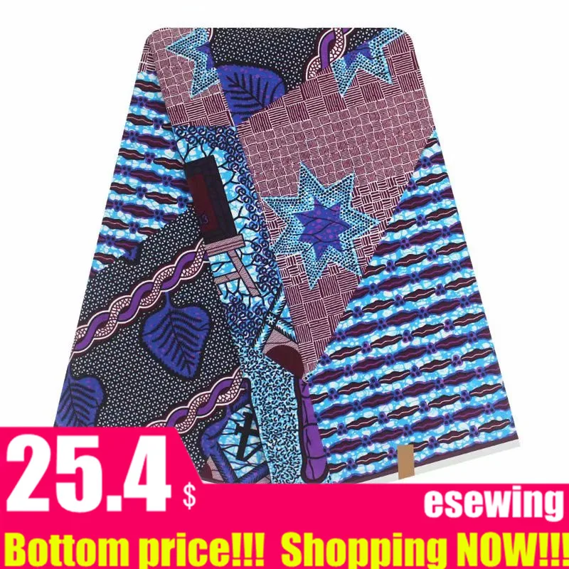 Анкара африканская восковая печатная ткань DutchNew настоящая Высококачественная африканская настоящая голландская восковая ткань 100 хлопок 6 ярдов