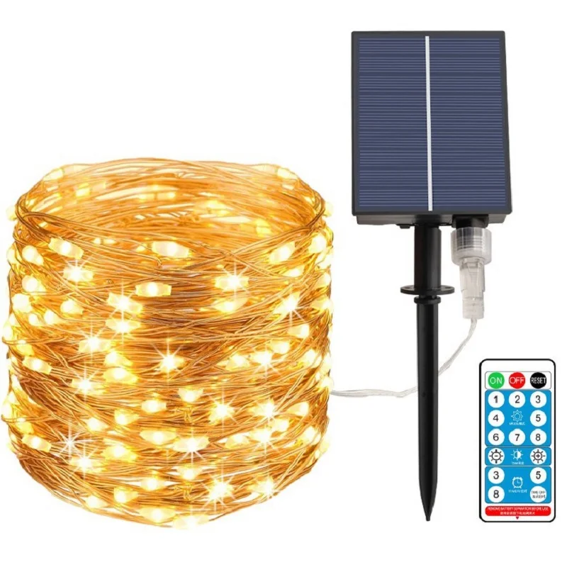 

Solar Led Light Outdoor Remote Control Lamp String Lights LEDs Fairy Holiday Christmas Garland Solar Garden Waterproof Decor