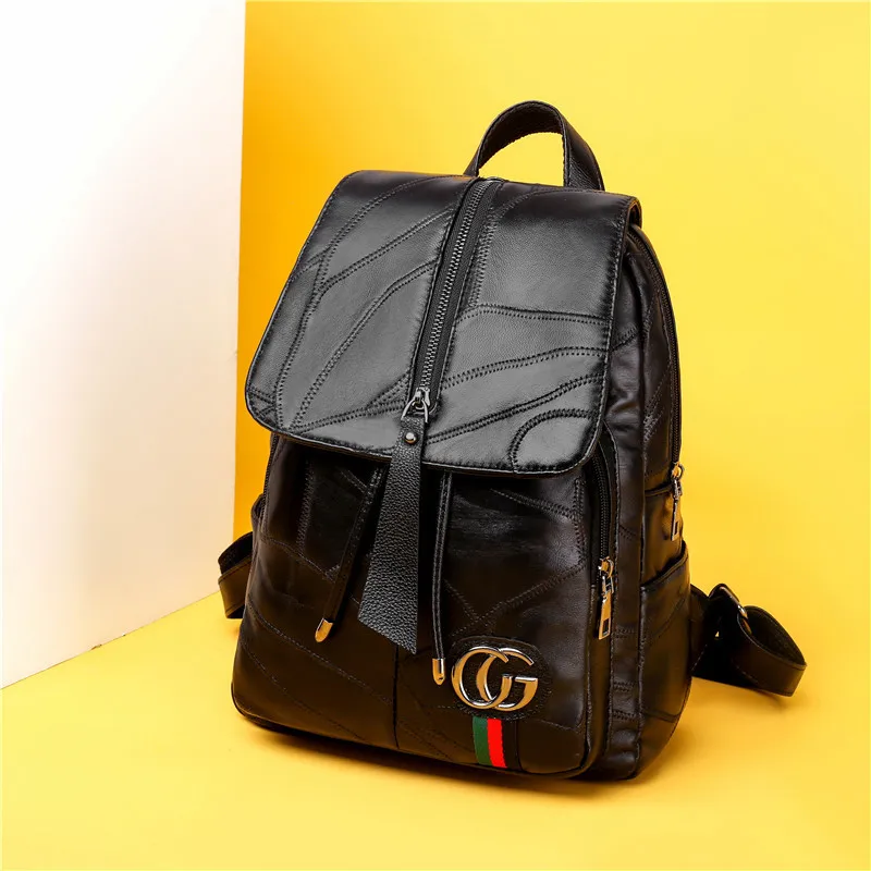

2019 New Style Fashion WOMEN'S Backpack Women's Joint Sheepskin with Leather Backpackage Large-Volume