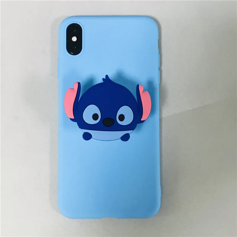 Stitch С цветочным принтом и героями мультфильмов Минни гибкий держатель Подставка для телефона чехол для Samsung Galaxy A3 A9 A5 A6 плюс A7 Мягкий силиконовый чехол - Цвет: Stitch
