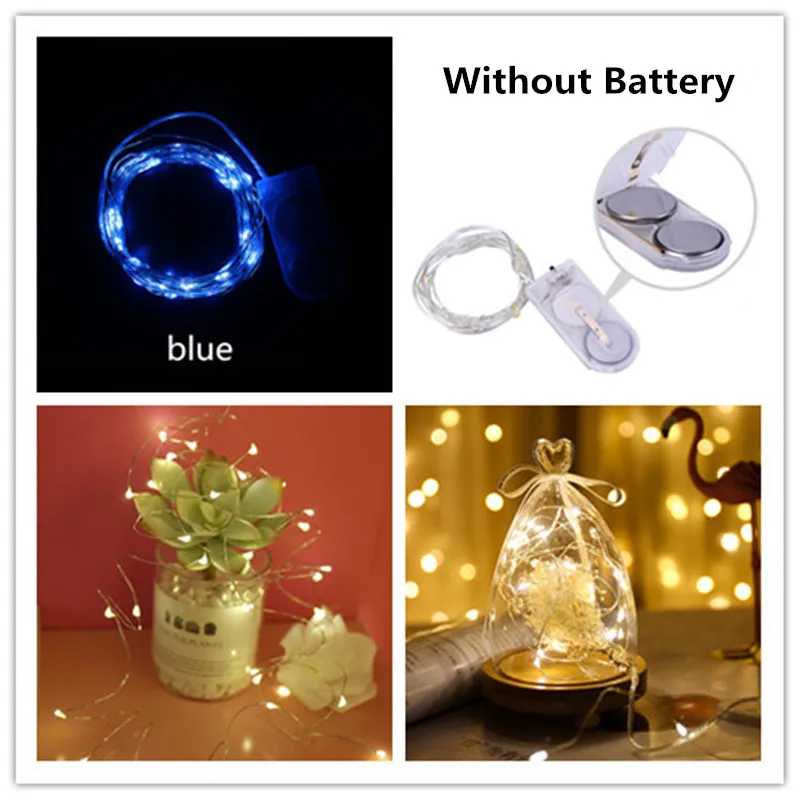 Niukou Blue Год 1 м 10Led/2 м 20Led лампа для бутылки вина медная проволока Сказочный мини-светильник s рождественские украшения Kerst Natal Декор - Цвет: Niukou Blue