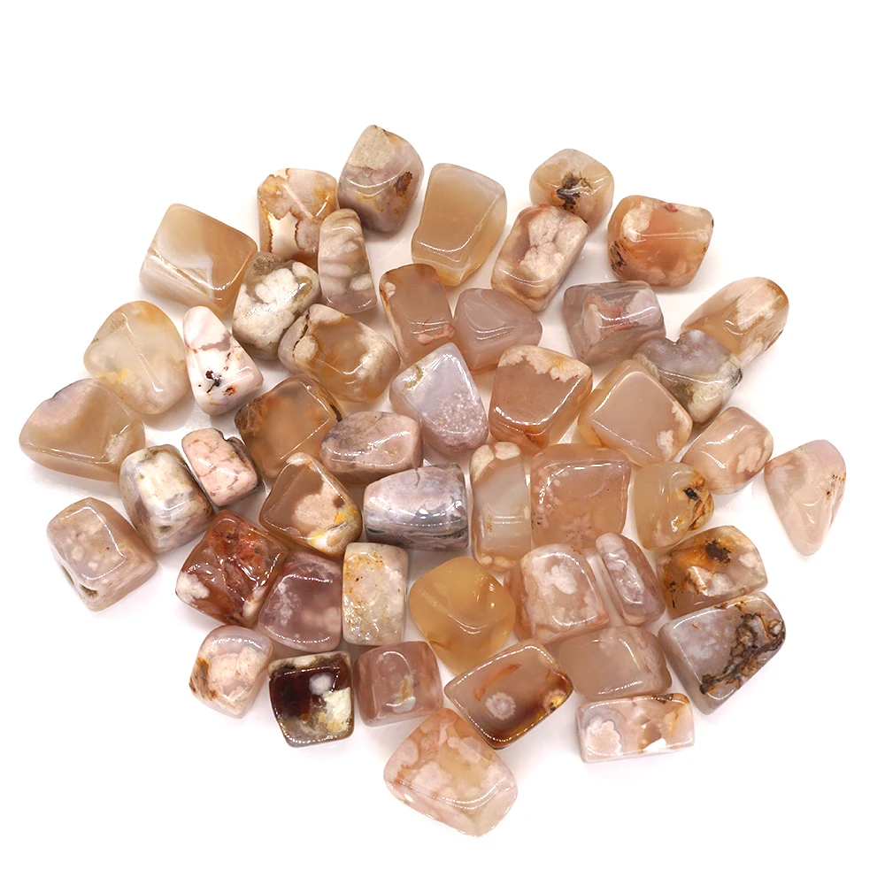 Natural Blossom Agate Healing Crystal Quartz Mineral Specimen Rock Reiki Tumbled Energy Stone Bulk Gem Home Aquarium Decoration