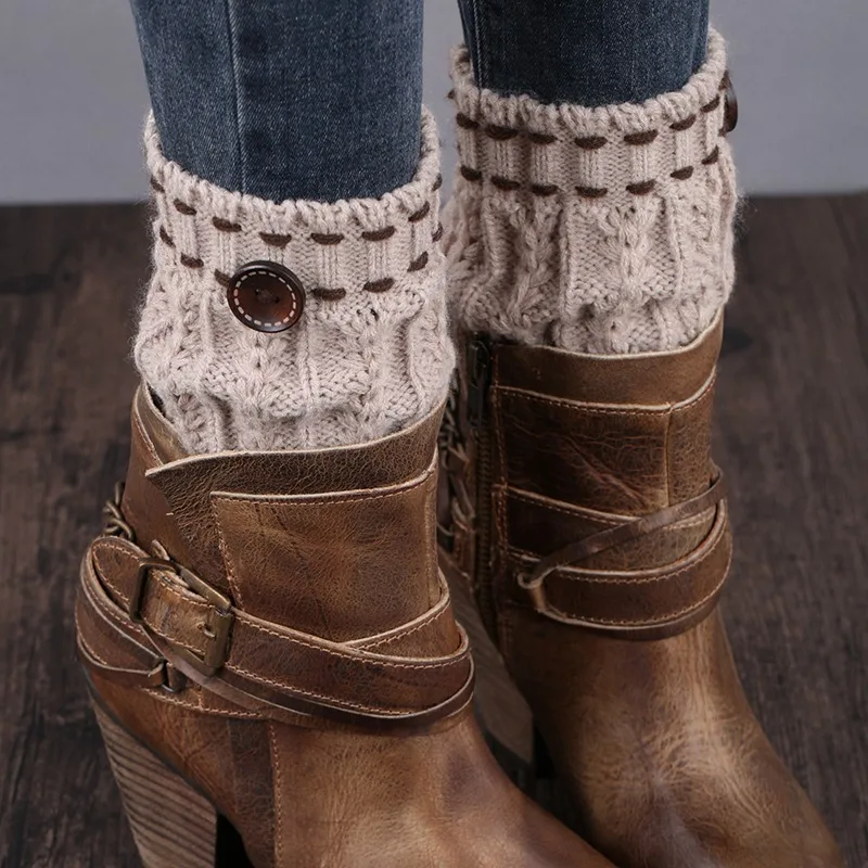 Winter Women Warm Solid Leg Warmers Knitting Socks Women Knitted Socks Leg Warmers Boot Cover Chausettes