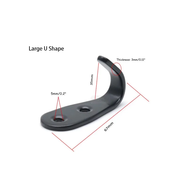 10 Pcs 3mm Thick Solid Simple Wall Mounted Stainless Steel Hook Used in Bathroom, Kitchen
