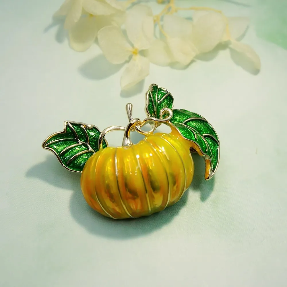 

Europe And America New Style Creative Oil Drop & Vegetable Pumpkin Brooch Plant Model Corsage Scarf Buckle Halloween Clothing