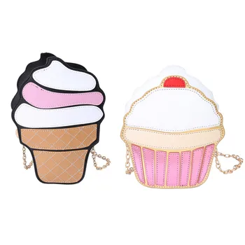

Women Ice Cream Bags PU leather Messenger Bags Mini Key Storage Handbags Girl Cake Cellephone Chain Bag bolsa feminina
