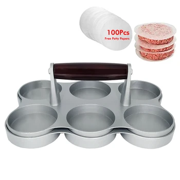 

Non-Stick Burger Press Aluminum Hamburger Patty Maker with 100 Wax Papers for BBQ Grill Wholesale