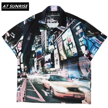 

2020 Hip Hop men Shirt City print Streetwear Mens Hawaiian Shirt Harajuku Summer Beach Shirt Hawaii Thin Short Sleeve shirt tops