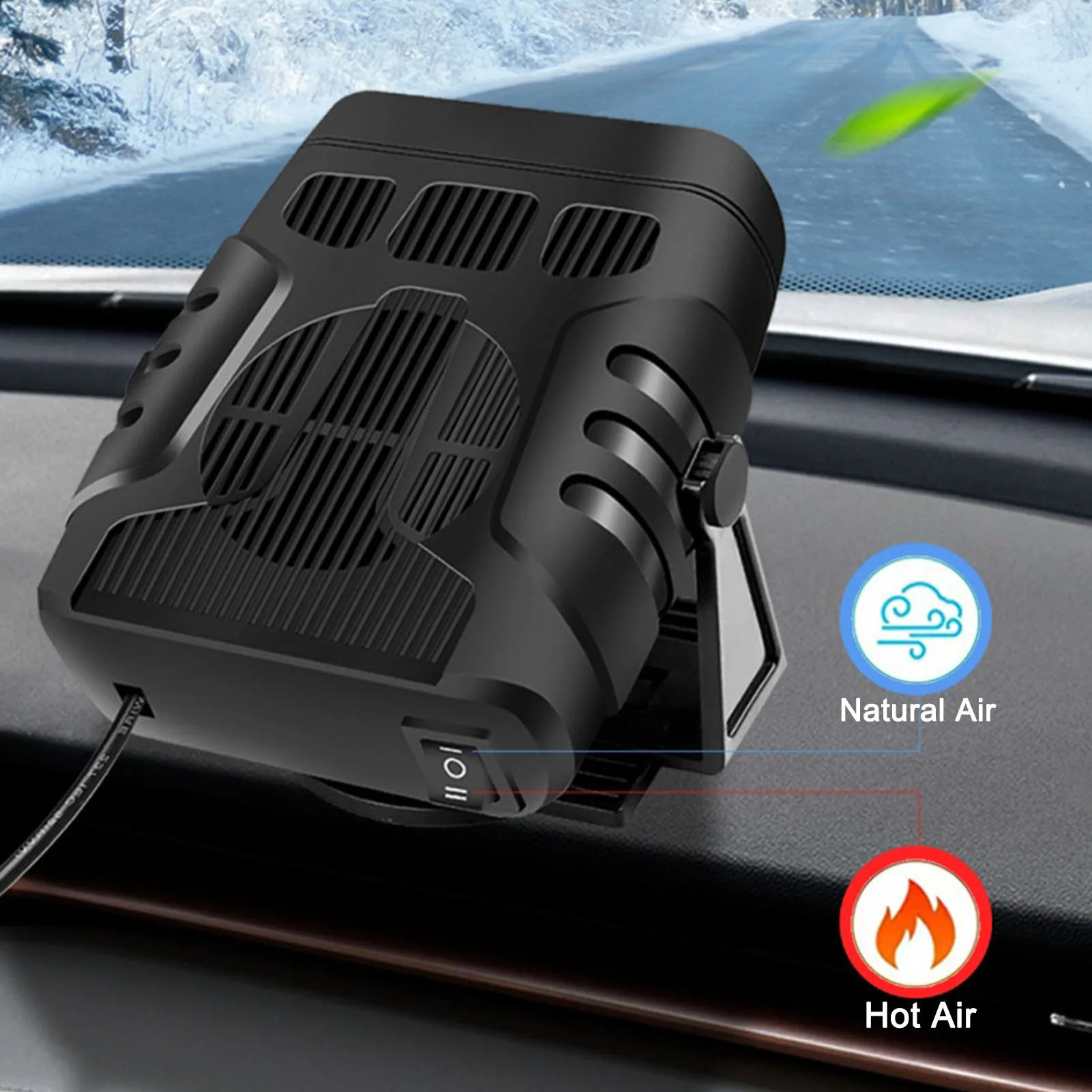 2019 US 3Port 2in1 12V Portable Car Heater Cooling Fan Heater Defroster Demister 