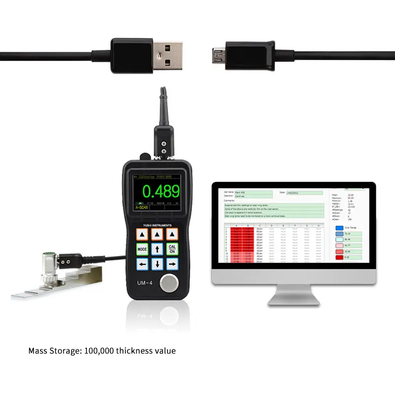 

YUSHI UM-4DL Digital A Sacn Ultrasonic Thru Paint Coating Thickness Gauge with Data Storage USB