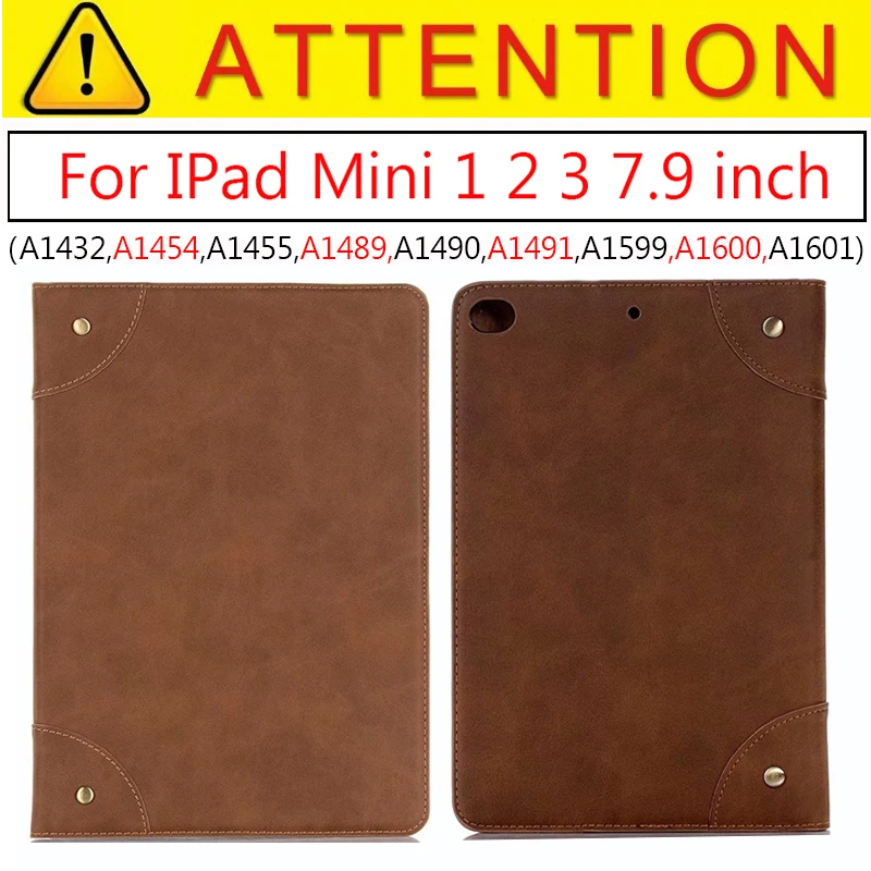 Магнитный чехол для iPad Mini 4 Mini 5 7,9 складной Стенд PU кожаный чехол для IPad Mini 1 2 3 4 5 7,9 дюймов Ретро Смарт-Чехол - Цвет: Mini1 2 3 LightBrown