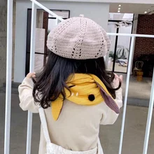 Детские осенне-зимние теплые шарфы с кольцом для девочек и мальчиков, теплые хлопковые шарфы с заячьими ушками для мальчиков и девочек