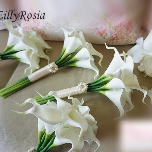 Ramo de lirios blancos para dama de honor, ramo de flores hecho a mano con  tacto Real, flores Bohemias de boda, flor artificial|Ramos de boda| -  AliExpress