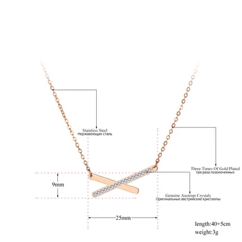 

VA-83 Office Style Geometric Cross Pendant Necklaces For Girls Titanium Stainless Steel Female Chain Choker Necklace