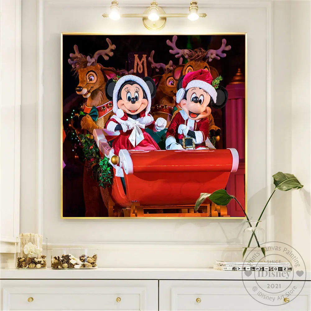 Disney Cartoon Poster Mickey Minnie Christmas Gift Prints Canvas