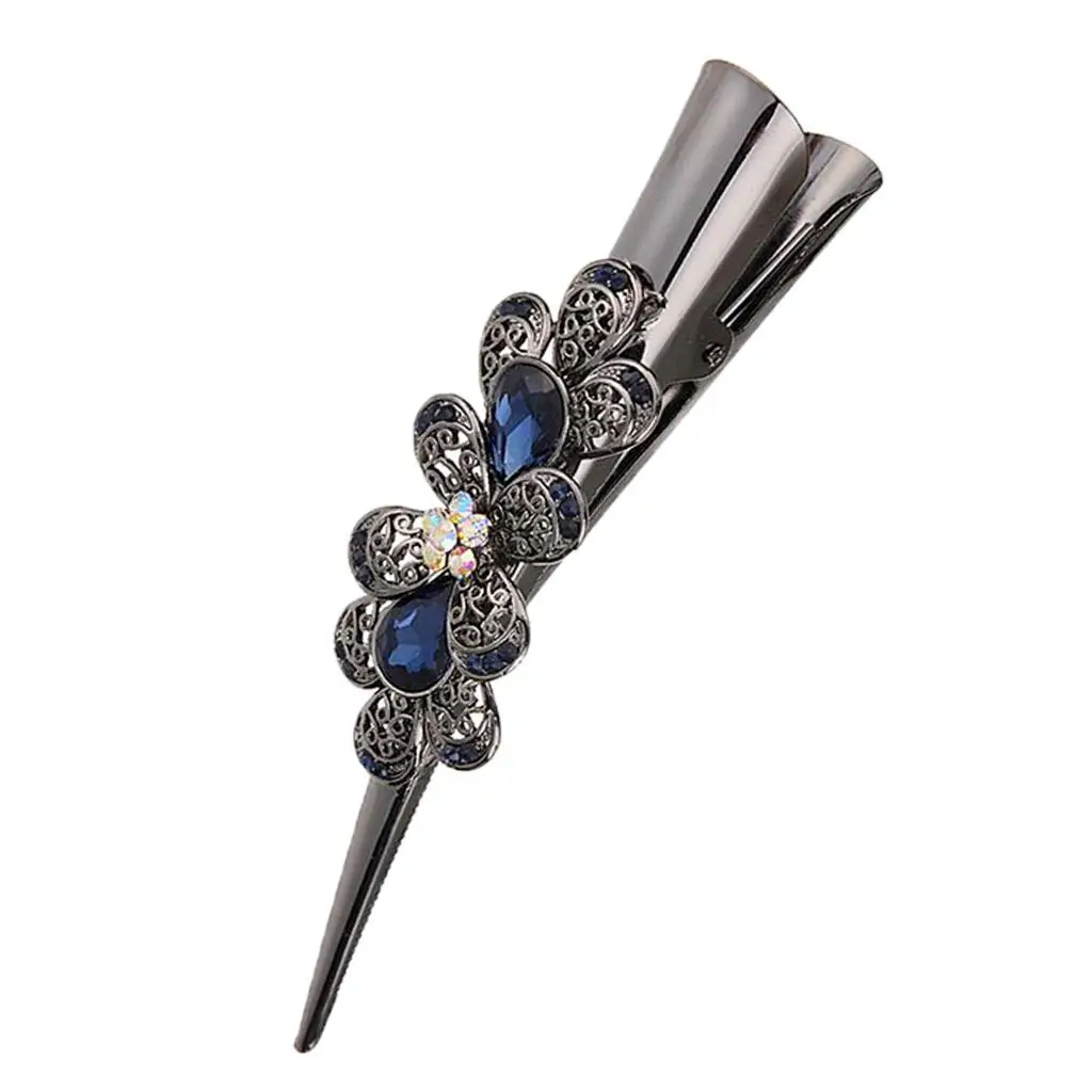 Exquisite Retro Rhinestone Alligator Hair Clips Crystal Flowers Duckbill Hair Pins Hair Jewelry Accessories