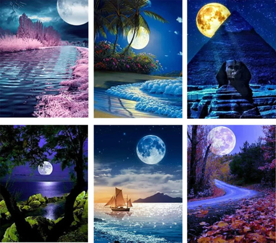 

5D DIY Diamond Painting Under the moon Rhinestone Painting Embroidery Full circular Diamond Home Decor Gift