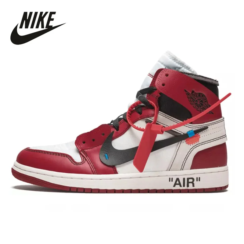 Оригинальные мужские кроссовки Nike Air Jordan 1 в стиле ретро белые Chicago the ten спортивная