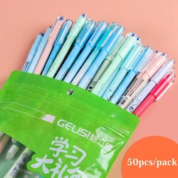 Haile bolígrafos de Gel borrables, bonitos bolígrafos borrables con mango lavable, recargas azules, juego de papelería para la escuela y la Oficina, herramientas de escritura, 50 unids/lote