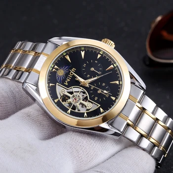

Multi functional Automatic Wristwatch With Stainless Steel Strap Mechanical Watch WILON Fashion Brand Watch Reloj Hombre For Men