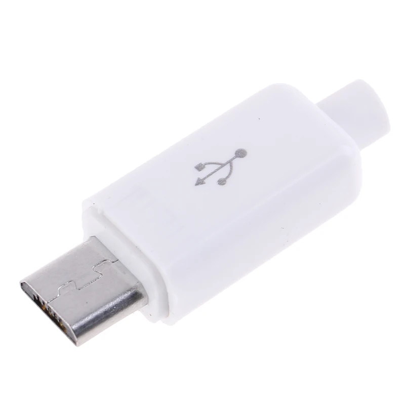 

10pcs Micro USB 5PIN Welding Type Male Plug Connectors Charger 5P USB Tail Charging Socket 4 In 1 White