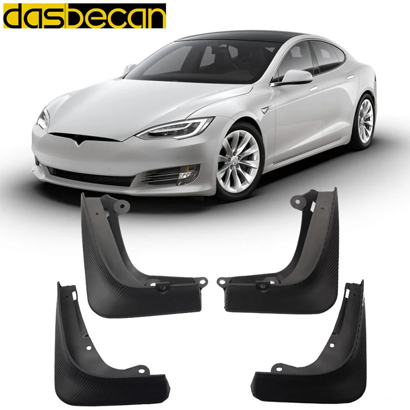 

Dasbecan Mudguard 4pcs Mud Flaps Front/Rear Splash Guards Car Flares Fender For Tesla Model S 2012-2019 2013 2014 2015 2016 2017