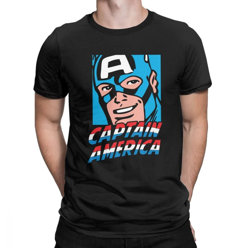 

Tyburn Captain America Retro Comic Icon T-Shirts for Men Funny 100% Cotton Tees Round Neck Short Sleeve New Tops Plus Size