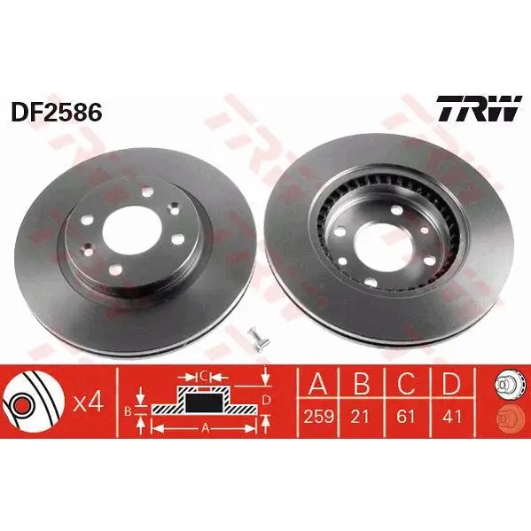 Диск тормозной передний Renault Clio/Megane/R19 1.4-1.9TDi 90 TR