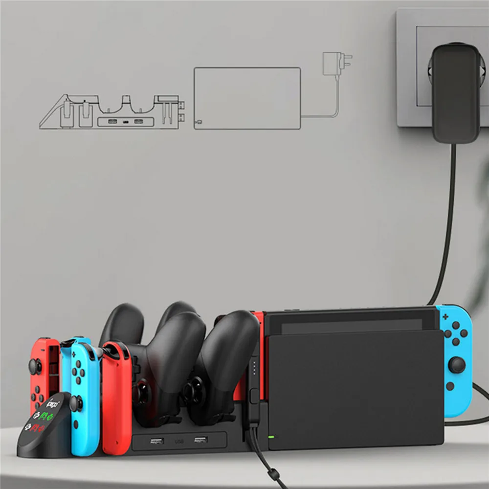 6 в 1 Подставка для зарядной док станции контроллеров Nintendo Switch Joy Con и NS Pro|Запасные